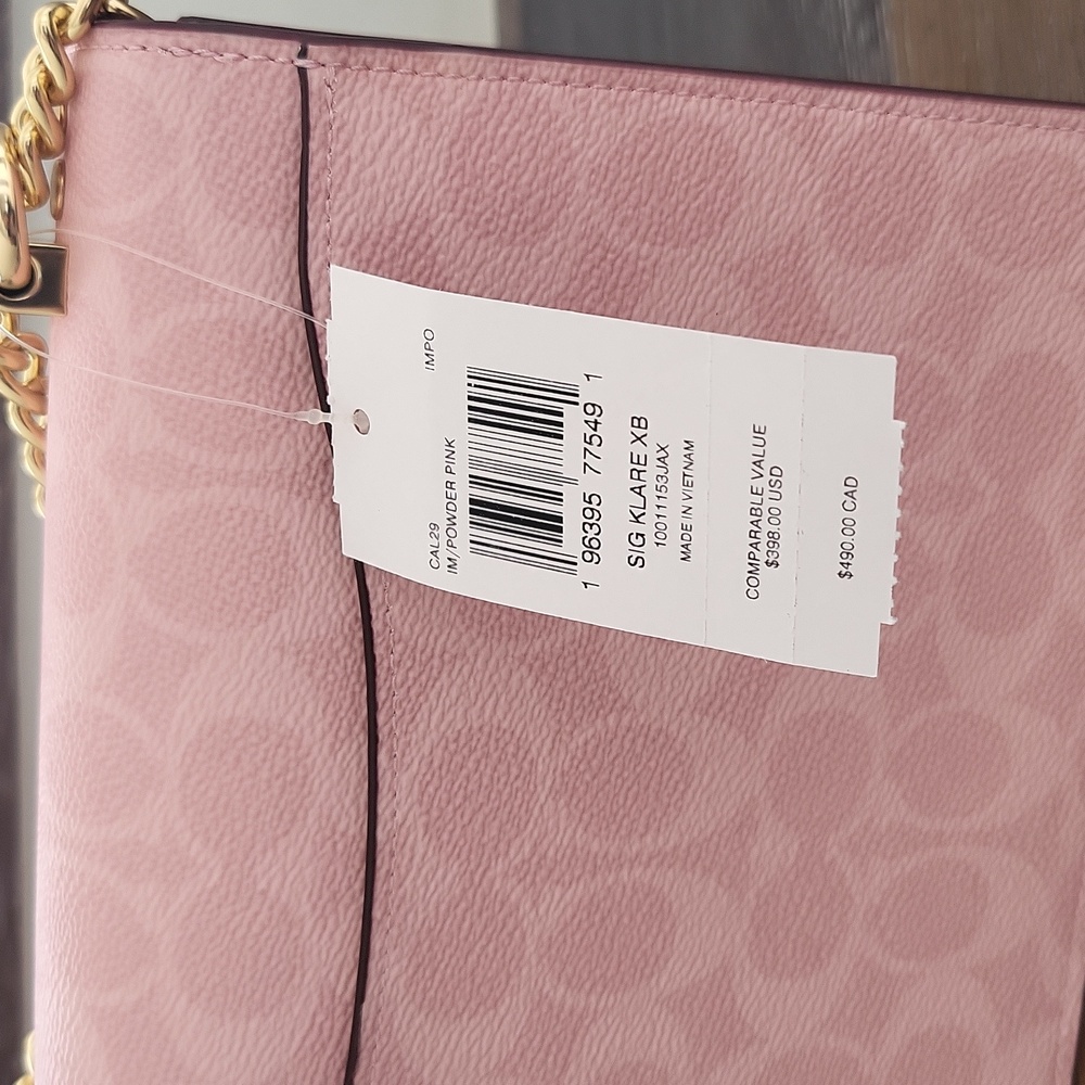 New! Limited Edition Coach Pink Klare Crossbody In Signature Canvas - Picture 9 of 11